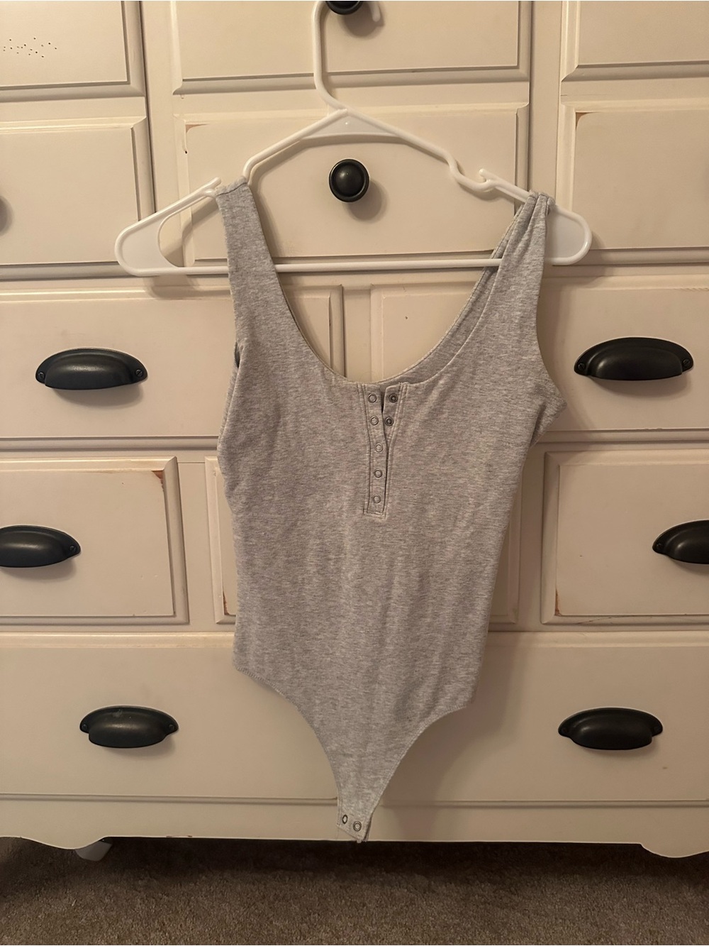 Abercrombie & Fitch Light Gray Henley Snap-Front Bodysuit